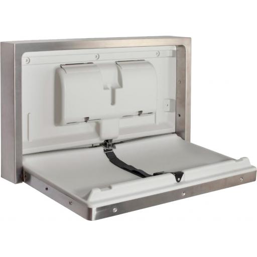 Surface mounted horizontal baby changing station in stainless steel and HDPE