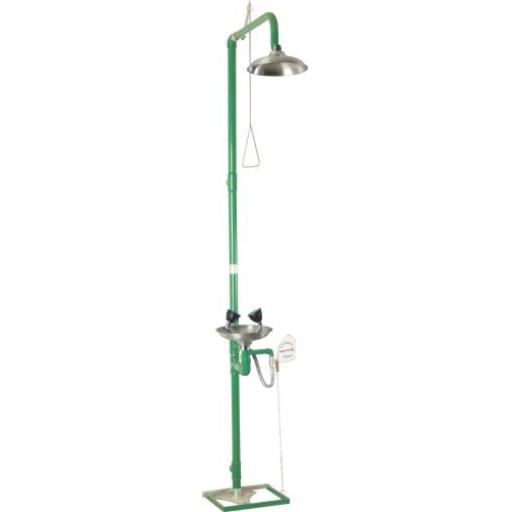 Emergency eye wash and shower station with pedal