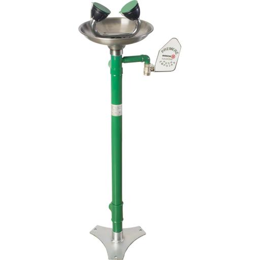 Emergency eye wash station with pedestal