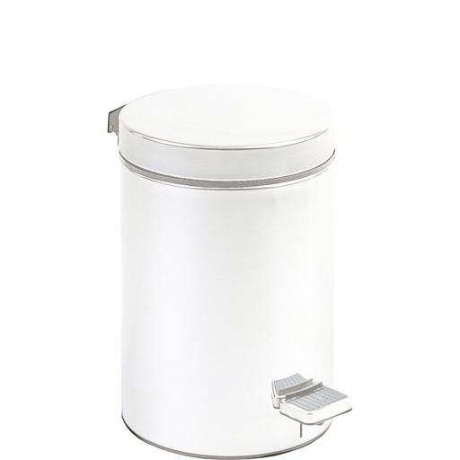 5 litre pedal bin in steel, white finish