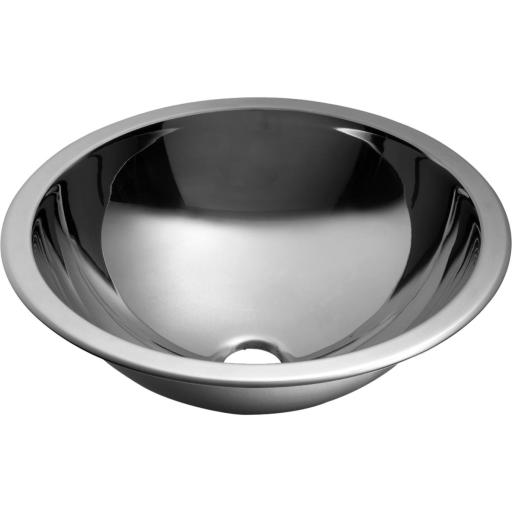 Inset wash basin, curved rim, without overflow, height 152 mm, stainless steel, polished finish