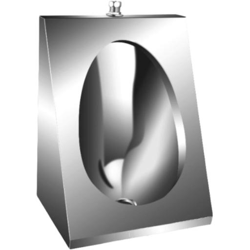 Wall-hung urinal for surface-mounted flush, stainless steel, satin finish